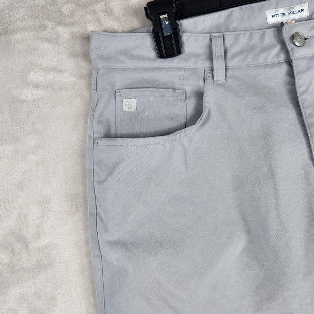 Peter Millar Pants Mens 34x32 Gray EB66 Performance 5 Pocket Chino Golf Casual - Picture 4 of 13